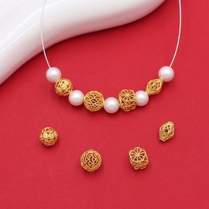 S925 Tinh Khiết Bạc Vàng-Mạ Cổ Cát Vàng Hollow Bead Tách DIY Stringing Rope Vòng Đeo Tay Vòng Cổ Lỏng Lẻo Truy Cập - Product Image 3