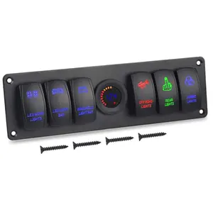 Factory Price 6 Gang Toggle Rocker Switch Panel Colorful LED Voltmeter for RV Car Marine USB Socket for Car 12V Switch Panel