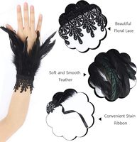 Gants en dentelle pour bal masqué |   Accessoires de costume sur le thème d'Halloween, vêtements de théâtre et de scène, ornés de plumes