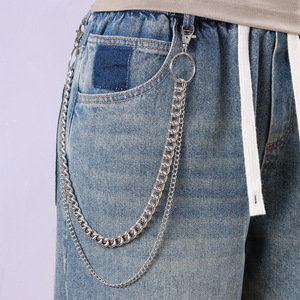Double Layer Metal Pants <b>Chain</b> Zinc Alloy Hip Hop Style Waist <b>Chain</b> For Jeans Daily Wear - Product Image 2