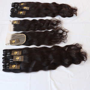 Paquetes de cabello humano virgen al por mayor indio crudo prearrancado transparente 4x4 6x6 Cierre de encaje Frontal 13x6 onda Natural HD encaje - Product Image 4