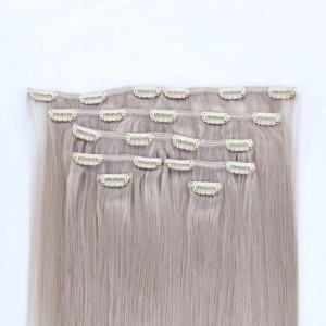 Extensions de cheveux humains Remy <span class=keywords><strong>blond</strong></span> platine lisses et soyeuses à clipser pour une tête entière - Product Image 4