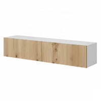 Meuble TV mural moderne en bois pour salon, unité de divertissement suspendue avec 2 tiroirs