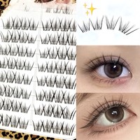 Kit Ekstensi Bulu Mata Profesional Grosir DIY 24mm Fluffy C D Curl Tanpa Lem Tanpa Pita Dark Cashmere Lash Clusters dengan Bond Sealer