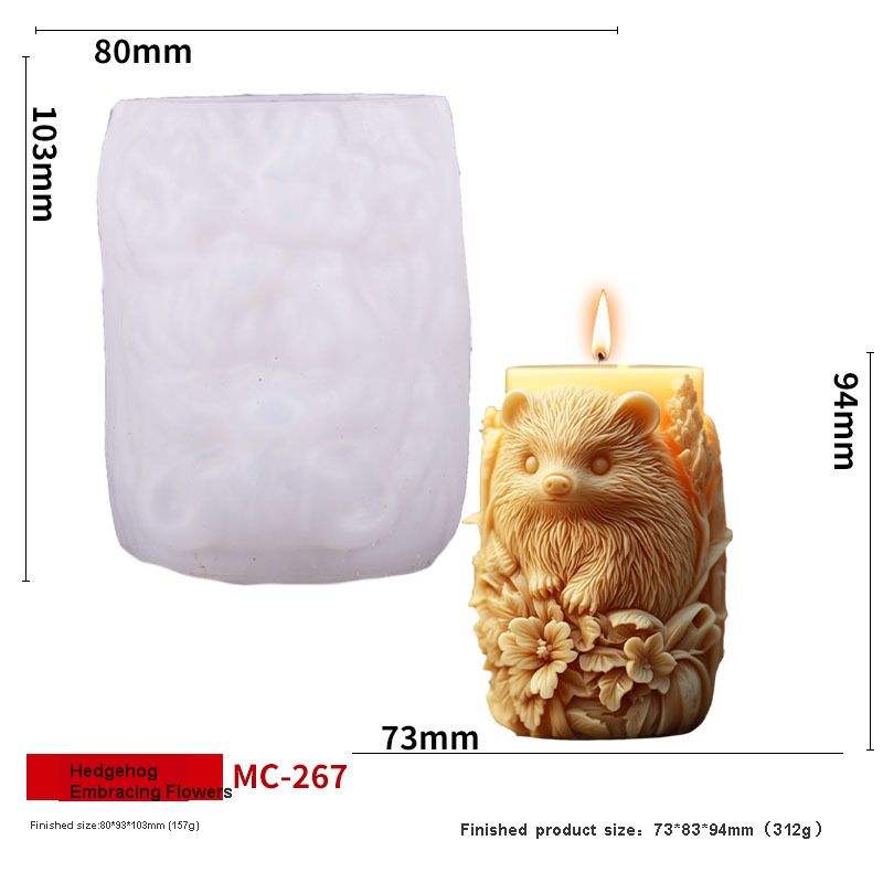 White Hedgehog Embracing Flowers MC-267