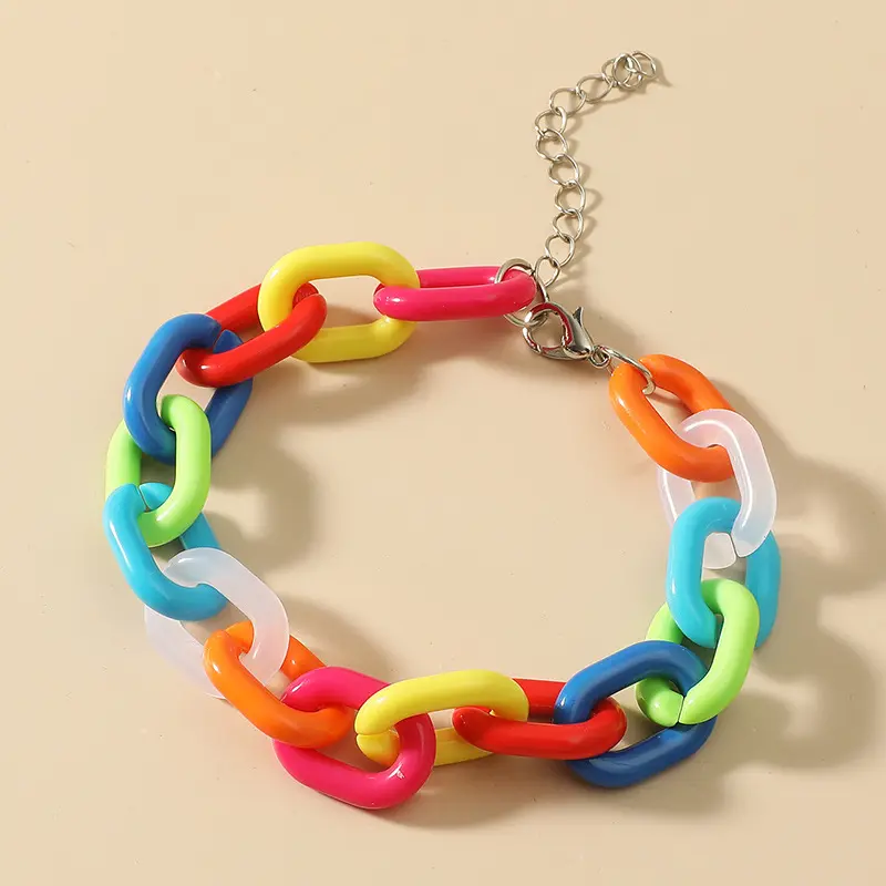 INS Style Korean Version Simple Emo Accessories Bracelet Pour Femme Fun Candy Rainbow Bracelet for Women