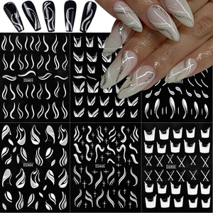 Hiny paillettes lignes françaises ongles autocollants vagues courbe <span class=keywords><strong>argent</strong></span>/or rayures <span class=keywords><strong>manucure</strong></span> décalcomanies <span class=keywords><strong>manucure</strong></span> français ongles décoration - Product Image 5
