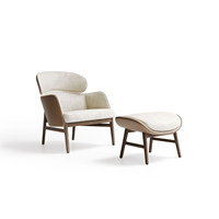 Fauteuil d'appoint de luxe moderne nordique italien de haute qualité, ensemble de 2 avec ottoman