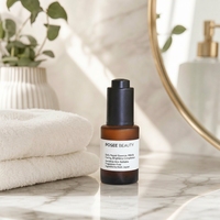 Vente en gros de flacons compte-gouttes carrés en verre ambré givré de 30 ml avec bouchon en bois naturel, luxueux et écologiques, pour sérum de soin de la peau