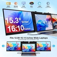 Moniteur portable IPS 15,3 pouces 1200P ultra-fin, tendance 2026, extension triple écran pour ordinateur portable, un seul câble pour deux écrans, pilote requis