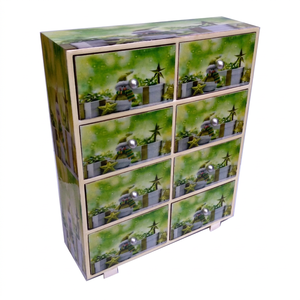 ATIQCO Modern Greenish Wooden Lacquer Glossy Painted 8-<b>Drawer</b> Multifunction Jewelry Chest Bedroom Living Room Home Office - Product Image 1