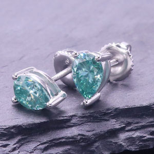 เครื่องประดับเงินแท้สำหรับผู้หญิงจากเกรซ ดีไซน์ ต่างหูทรงหยดน้ำประดับควอตซ์สีฟ้าเขียว - Product Image 4