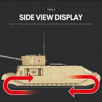 Reobrix 77032 TOG2 Tank Perang Dunia II Model Tank Berat Klasik Seri Militer Mainan Bata Anak-anak DIY Hadiah Ulang Tahun Set Blok Bangunan