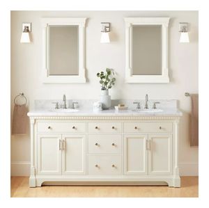Style américain <span class=keywords><strong>clair</strong></span> chêne cuisson peinture crème blanc type de sol salle de bain vanité avec extra large espace - Product Image 1