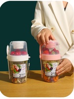 Petit déjeuner en plastique enfants Snack nuit avoine tasses yaourt conteneur avec poignée cuillère vinaigrette conteneur salade shaker tasse