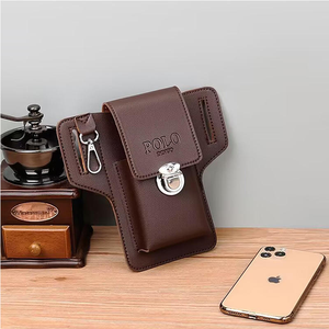 Sac de <span class=keywords><strong>ceinture</strong></span> en cuir <span class=keywords><strong>pour</strong></span> homme à prix abordable, étui <span class=keywords><strong>pour</strong></span> téléphone <span class=keywords><strong>portable</strong></span> et étui à cigarettes, idéal <span class=keywords><strong>pour</strong></span> chantier, avec porte-clés suspendu - Product Image 6