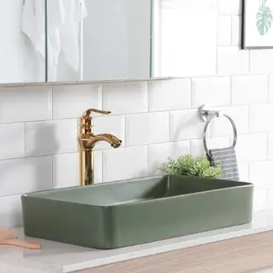 Anitary Ware-lavabo de mesa lavamanos de color verde hierba mate, lavamanos duradero para encimera de baño