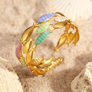 Ocean Theme Fish <b>Bracelet</b> 18k <b>Gold</b> Plated <b>Adjustable</b> Women's Jewelry - Product Image 4