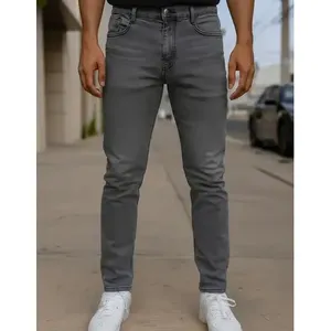 Jeans Skinny da Uomo Adrenaline Grigio Elasticizzato a Vita Media con 5 Tasche in Denim Traspirante - Product Image 2