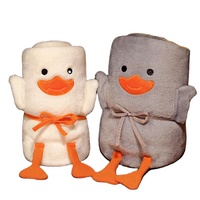 Niedliche Enten-Korallenfleece-Decke Cartoon Weiche Klimaanlagen-Decke für Bett Auto Sofa Couch Schlafzimmer Büro Verdickte Nickerchen-Decke