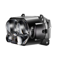 Nouveau phare de voiture carré à lentille bleue à coupure plate, Bi-LED ProjectorLens, 4 yeux attrayants, 6000K, faisceau bas 65W, faisceau haut 90W