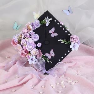 Décoration de toque de graduation florale faite main, créative et artisanale, avec <span class=keywords><strong>papillon</strong></span> et fleurs, pour la promotion 2026, idéale comme cadeau de remise de diplôme - Product Image 3