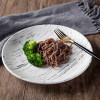 Assiette à dîner de couleur blanche, accessoire en porcelaine, motif marbre mat, design imprimé tampon