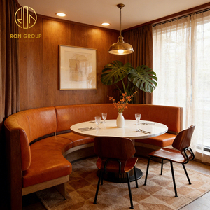 Conjunto de Muebles Modernos para Hotel, Sillas de Cuero en Forma de Media Luna, Mesa Redonda de Mármol para Cafetería o Restaurante - Product Image 2