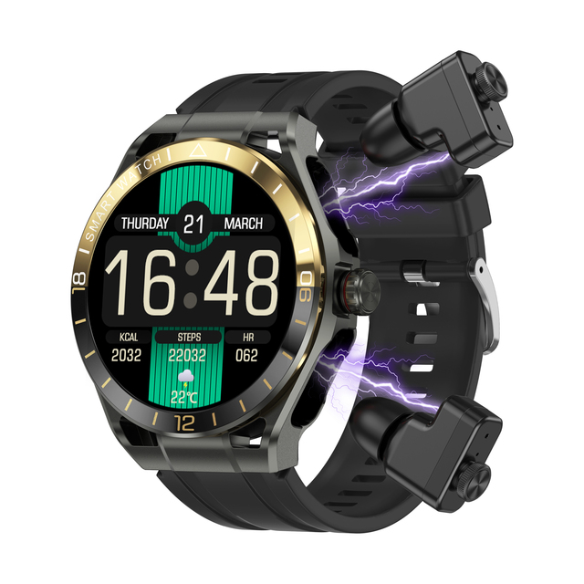 Smart Watch with Wireless Earbuds 3 in 1 Round Fitness Tracker 1.28 Inch with Speaker Sports Smartwatch Long Time Standby