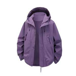 Chaqueta con capucha a prueba de viento para hombre, de manga larga, informal, para senderismo y viajes, con bolsillos con cremallera y capucha con cordón. - Product Image 2