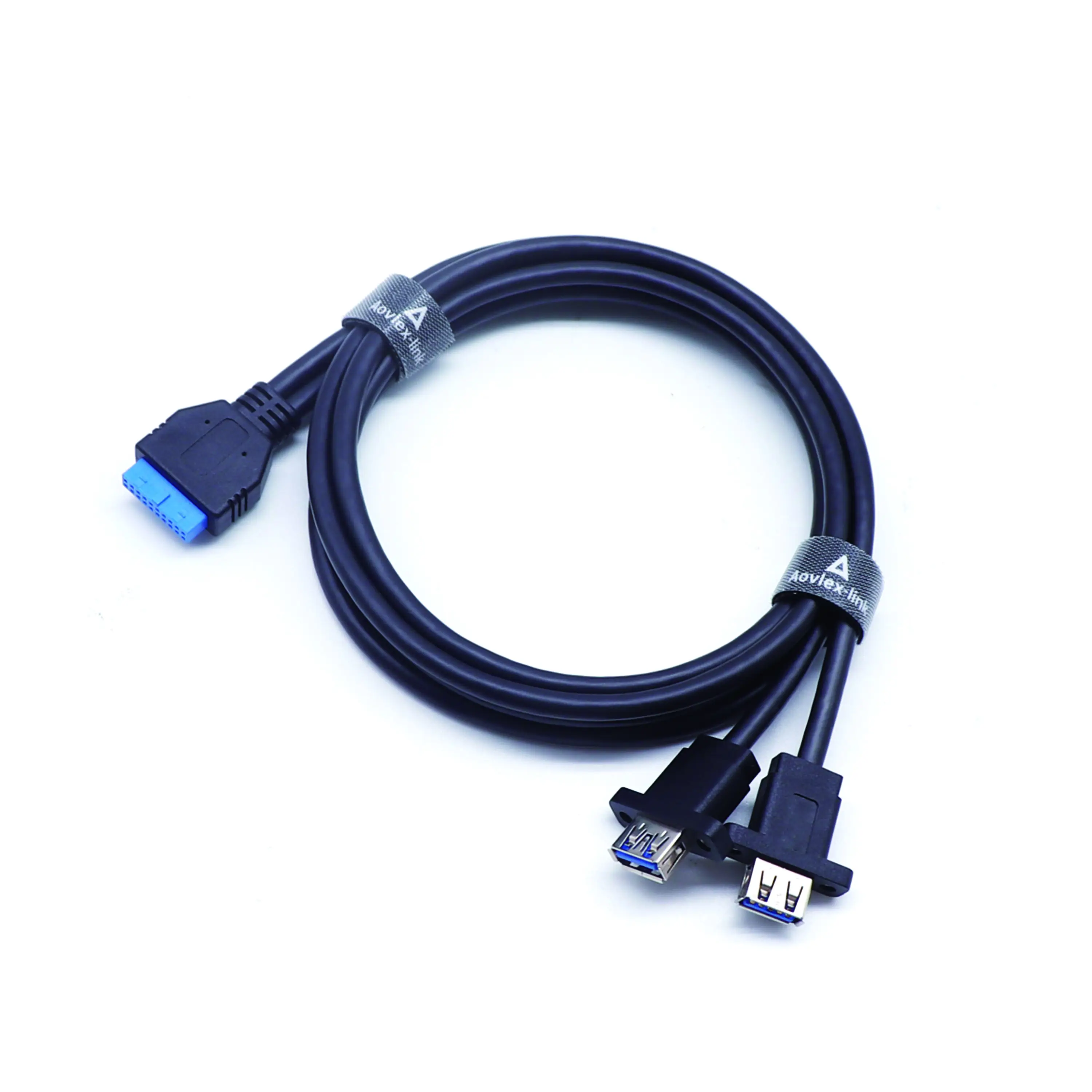 2-портовый USB-3,0 с гнездовым винтовым креплением на материнскую плату 20-контактный плоский кабель