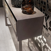 Console moderne de luxe en acier inoxydable avec dessus en marbre, table d'entrée en diamant avec miroir pour salon, hôtel, chambre à coucher, ensemble de miroirs