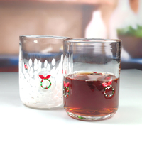 Vaso de Vidrio de 10oz Hecho a Mano con Confeti de Colores, Vaso Decorativo para Whisky, Diseño de Icono Personalizado, Vaso para Beber Agua para Navidad