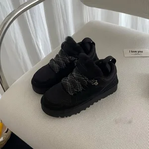 Botas de <span class=keywords><strong>nieve</strong></span> de invierno al por mayor <span class=keywords><strong>para</strong></span> mujer, de piel de ante forradas de piel, con suela gruesa, con cordones, antideslizantes, <span class=keywords><strong>impermeables</strong></span>, con plantilla de lana de oveja, hasta el tobillo - Product Image 3