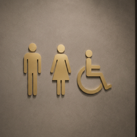 Panneau de porte ADA personnalisé en laiton brossé pour toilettes accessibles hommes femmes, idéal pour bureaux et hôtels