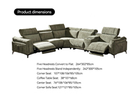 Ensemble de canapé d'angle moderne avec fauteuil inclinable électrique multi-places, canapés avec chargeur USB, canapé de salon avec table basse