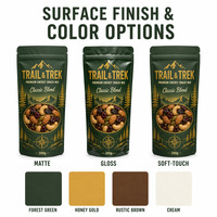 Sachet refermable en Mylar avec fenêtre pour mélange de fruits secs énergétiques, emballage alimentaire à fond plat pour noix, baies, chocolat, chewing-gum