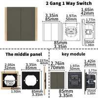 Interrupteurs et prises murales WESA ultra-minces à bouton-poussoir EU 1/2/3 gangs 1 voie, combinaison libre, design moderne de luxe