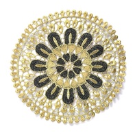 Applique en dentelle ronde brodée de fil doré, ajourée, pour la décoration de table, la housse de canapé, les vêtements et les accessoires de couture DIY