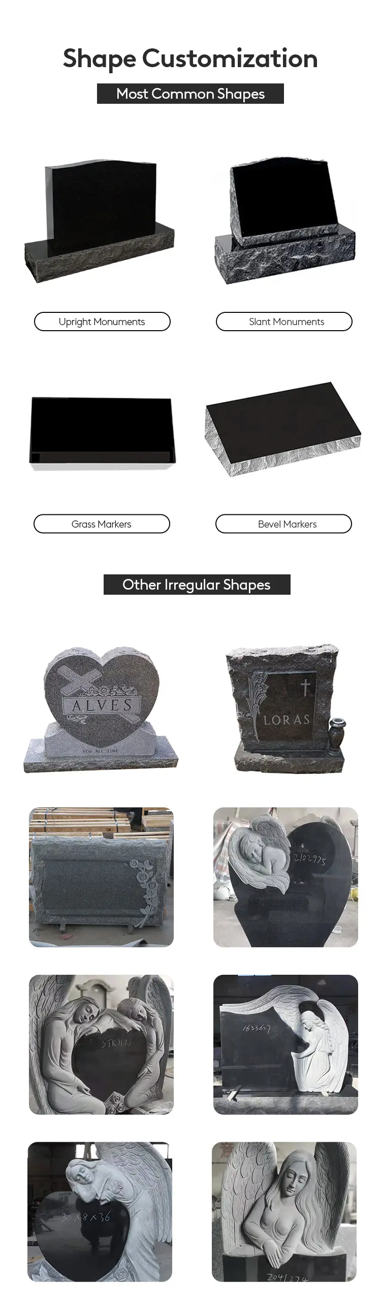 Heart-shaped Stele Carving Memorial Headstone American Style Tombstone