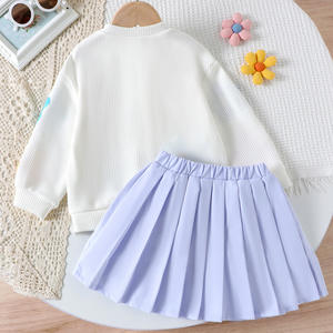 Vente flash Nouveaux modèles Robe pull pour <span class=keywords><strong>petites</strong></span> <span class=keywords><strong>filles</strong></span> Couleur unie Motif floral Ensemble de pull pour enfants Robes pull pour fille - Product Image 4