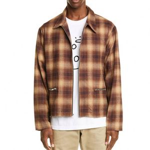 Custom High Quality Zip up Winter Men <strong>Flannel</strong> Plaid <strong>Jacket</strong> for Autumn - Product Image 1