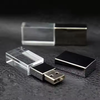 Clé USB en bois et cristal de luxe avec lumière LED, USB 2.0, 128 Mo-128 Go, Nouvelle, Certifiée CE/FCC, Garantie 1 an, Multicolore, Durée de vie 10 ans