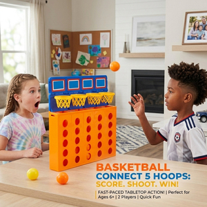 Jeu de basket-ball de table 4 en ligne grande taille pour enfants de 3 ans et plus, plateau pliable en plastique, 1 à 2 joueurs, divertissement intérieur - Product Image 4