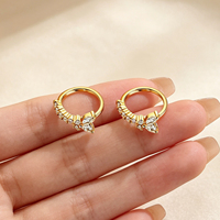 Cincin Hidung Kupu-kupu Melighting 20G 8mm Terbuka Tanpa Sambungan Bahan Baja Bedah Anti Karat 316L Berhiaskan CZ Marquise Perak Perhiasan Tindik Tubuh