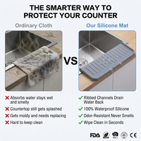 Protection anti-éclaboussures en silicone Wellfine, tapis de récupération d'eau, tapis d'évier, plateau de séchage, porte-éponge à vaisselle, accessoire d'évier de cuisine