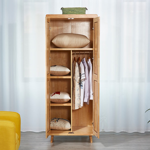 Armario de madera maciza de dos puertas, estilo moderno minimalista, para dormitorio, uso en hoteles, fácil de montar. - Product Image 3