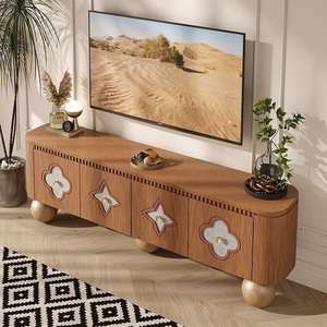 Mueble de <span class=keywords><strong>TV</strong></span> de Madera Maciza de Estilo Francés Tallado, Combinación de Mesa de Centro, Estilo de Lujo Ligero, Muebles Duraderos para Dormitorio de Hotel - Product Image 5