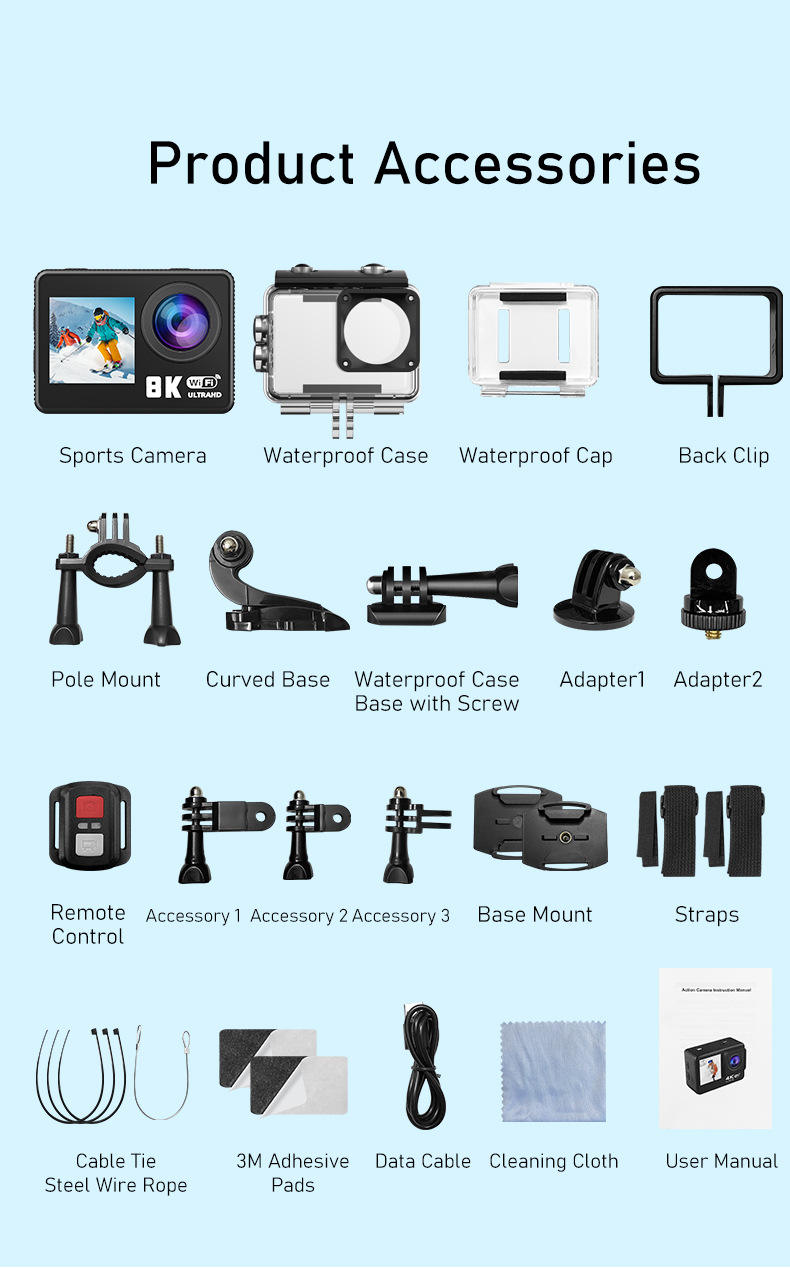 Hongdak New Outdoor Sports Diving Camera Portable Micro HD Photography Recorder 8K 30FPS Sports Camera