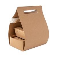 Récipient alimentaire personnalisé Boîte à lunch avec poignée en papier kraft à emporter porte-aliments/boissons avec poignée Boîtes à lunch Porte-gobelet Boîte combinée